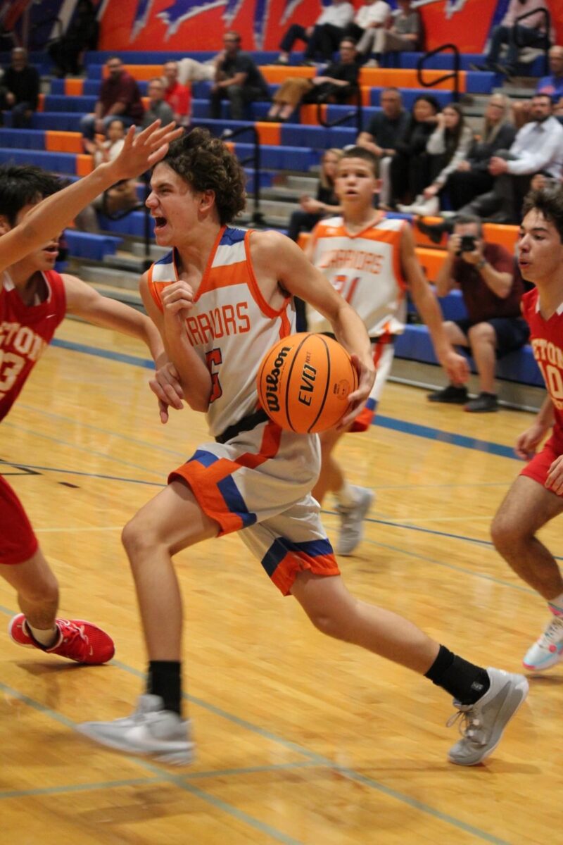 Basketball player dribbling