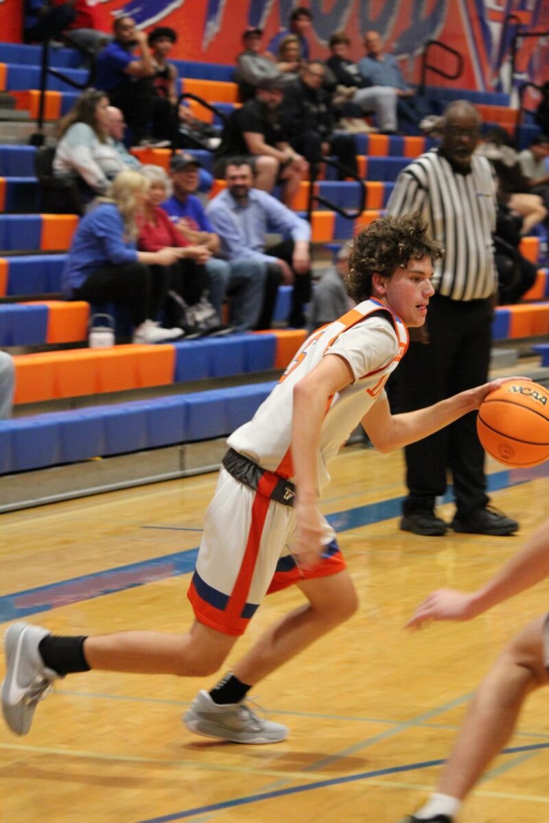 Basketball player dribbling