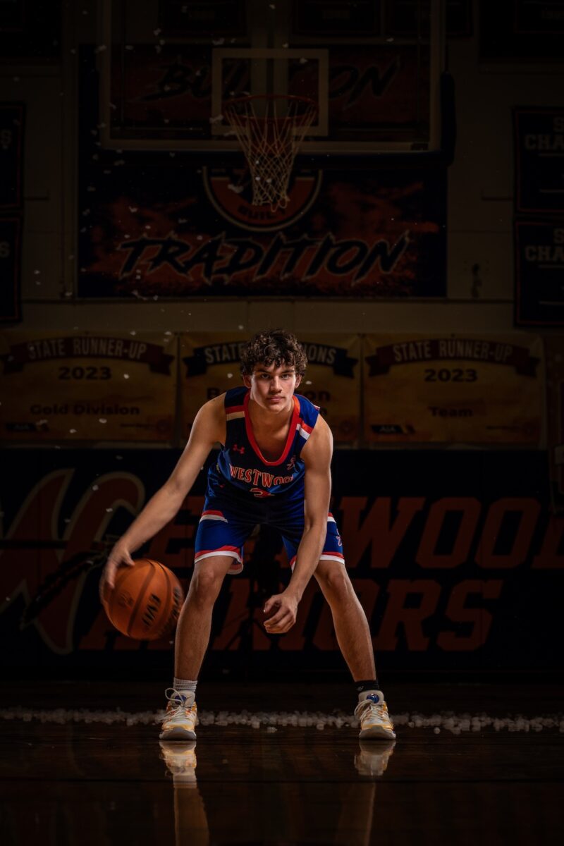 Basketball player dribbling the ball